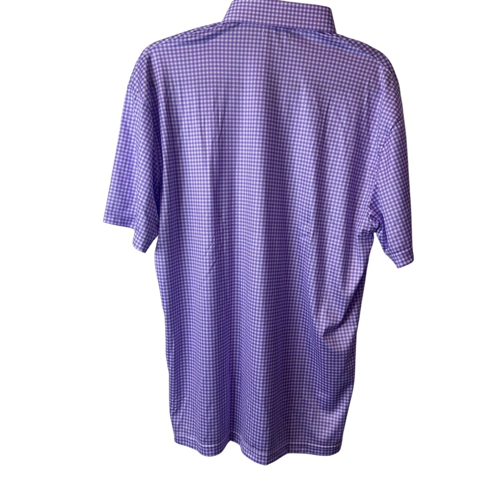 NEW Collars & Co Mens Large Purple Lavender Gingham Performance Short Polo - Picture 6 of 6